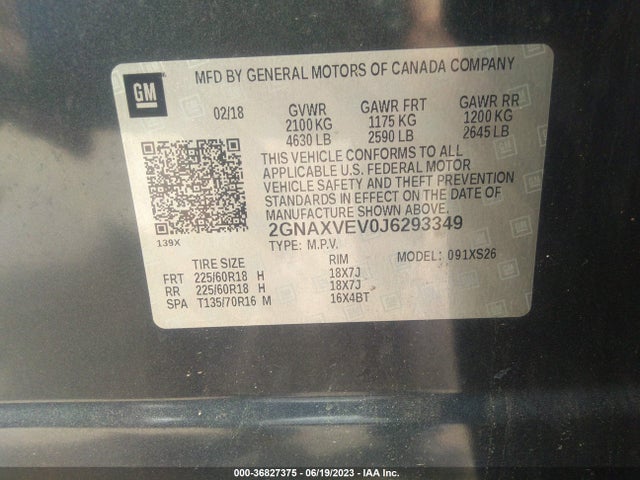 Chevrolet Equinox Premier 2018 2GNAXVEV0J6293349 Image 10