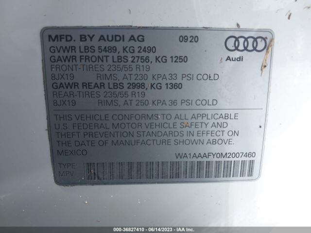 WA1AAAFY0M2007460 Audi Q5 PREMIUM