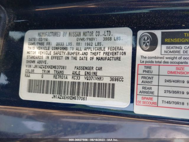JN1AZ4EHXEM637061 Nissan 370Z