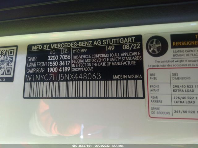 W1NYC7HJ5NX448063 Mercedes-Benz G-class Amg G 63