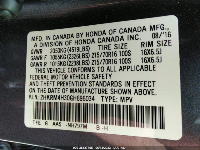 Honda CR-V LX 2016 2HKRM4H30GH696034 Image 9