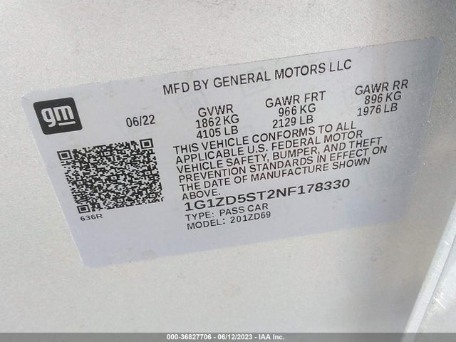 Chevrolet MALIBU LT 2022 1G1ZD5ST2NF178330 Image 9