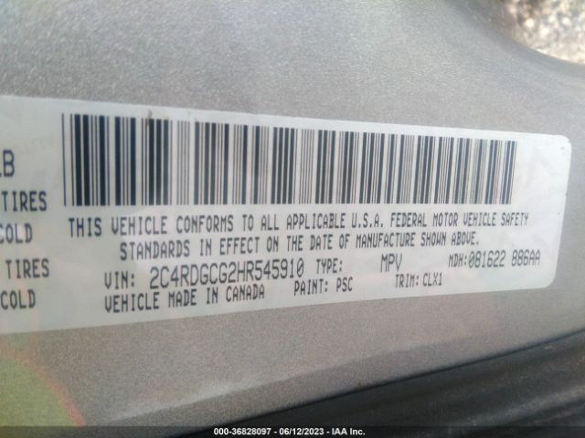 2C4RDGCG2HR545910 Dodge Grand Caravan Sxt