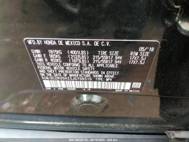 Honda HR-V LX 2018 3CZRU5H33JG706510 Image 9