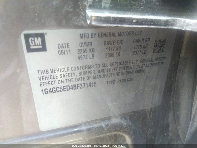 2011 BUICK LACROSSE CXL VIN: 1G4GC5ED4BF371415