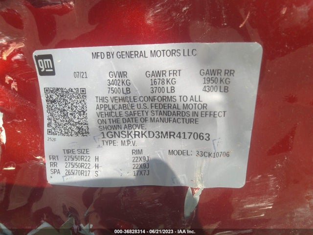 Chevrolet TAHOE RST 2021 1GNSKRKD3MR417063 Image 9