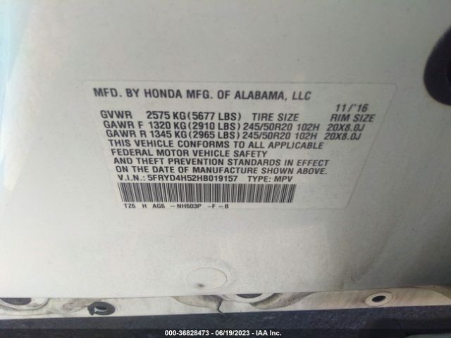 5FRYD4H52HB019157 Acura Mdx W/technology Pkg