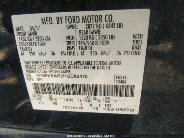 1FM5K8AR3HGC86470 Ford POLICE INTERCEPTOR