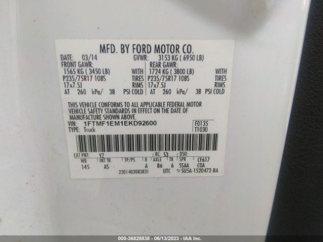 1FTMF1EM1EKD92600 Ford F-150 Xl
