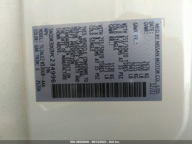 2023 Nissan Pathfinder, VIN: 5N1DR3DG9PC234996