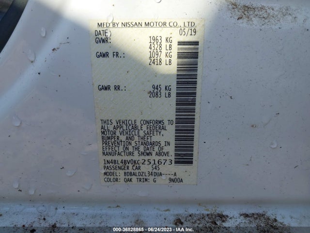 Nissan Altima 2.5 S 2019 1N4BL4BV0KC251673 Image 9