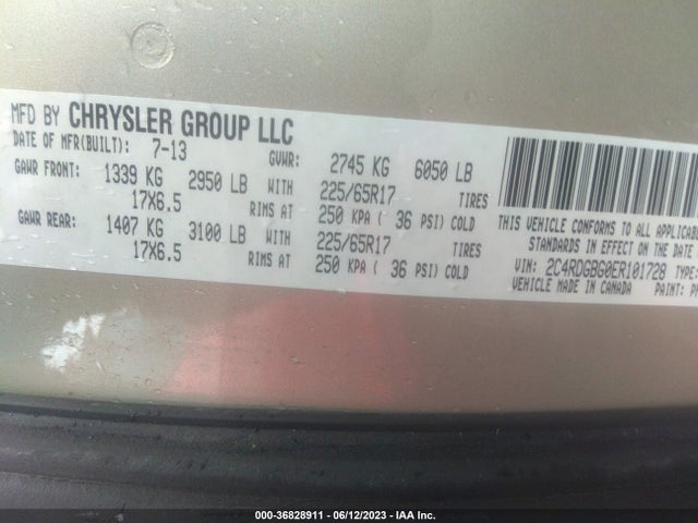 Dodge Grand Caravan American Value Pkg 2014 2C4RDGBG0ER101728 Image 9