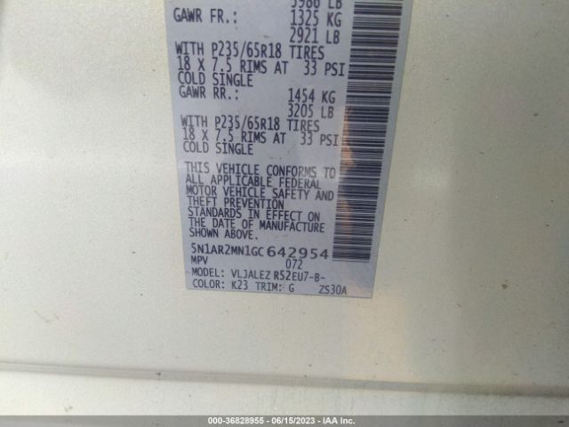 5N1AR2MN1GC642954 Nissan Pathfinder Sv