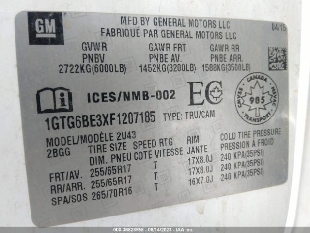 1GTG6BE3XF1207185 GMC Canyon 4wd Sle