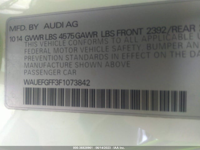 WAUEFGFF3F1073842 Audi A3 2.0t Premium Plus