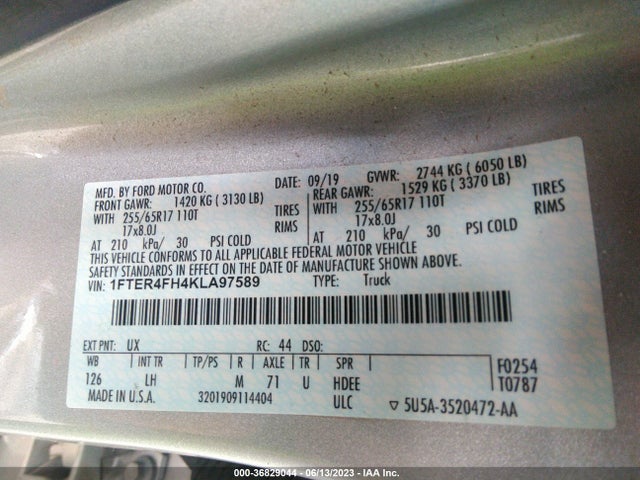1FTER4FH4KLA97589 Ford Ranger Xlt