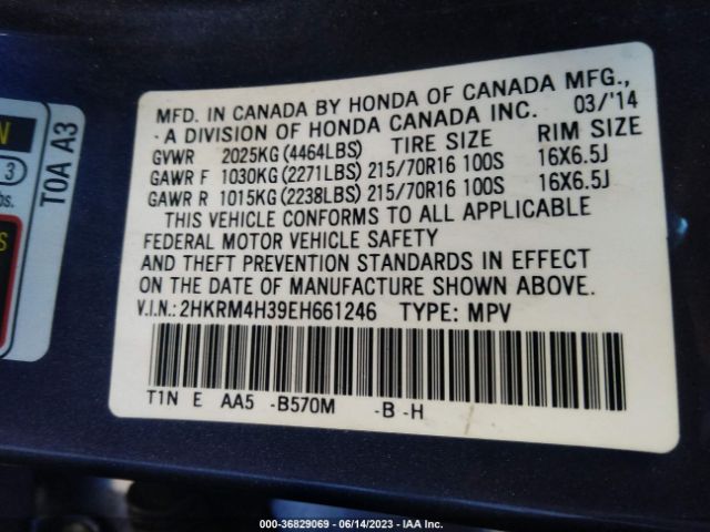 2HKRM4H39EH661246 Honda CR-V LX