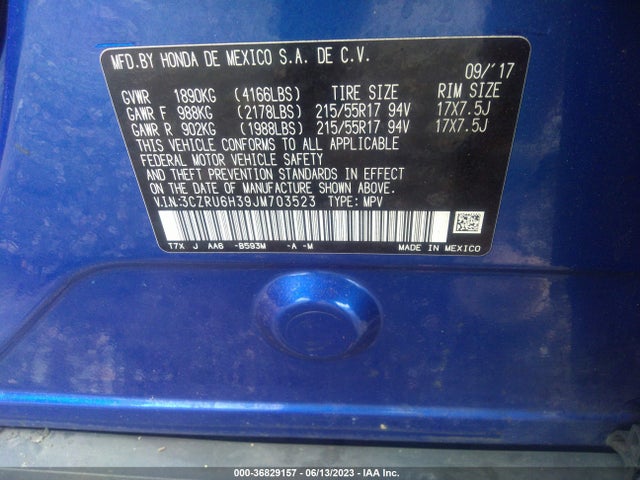 Honda HR-V LX 2018 3CZRU6H39JM703523 Image 9