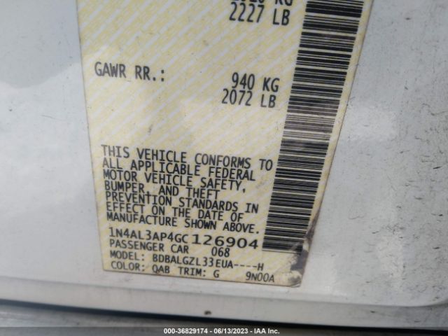 1N4AL3AP4GC126904 Nissan Altima 2.5 S