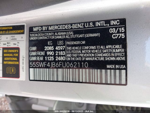 55SWF4JB6FU062110 Mercedes-Benz C-class C 300