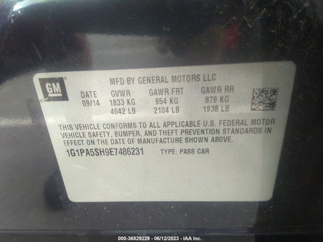 2014 CHEVROLET CRUZE LS VIN: 1G1PA5SH9E7486231