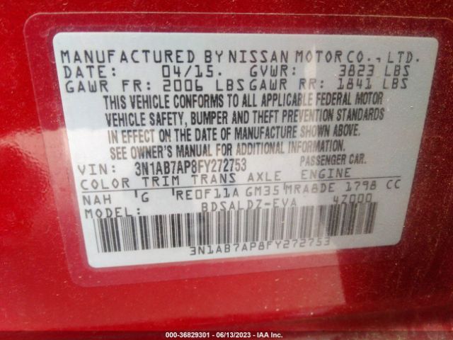 3N1AB7AP8FY272753 Nissan Sentra Sr/sl/s/sv/fe+ S