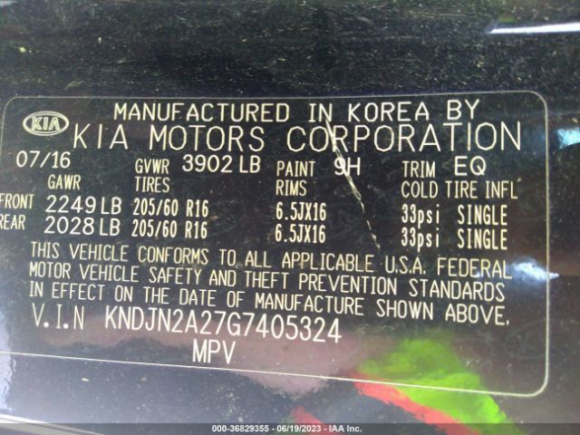 KNDJN2A27G7405324 KIA Soul Base