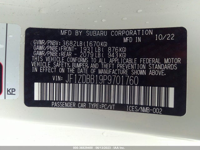 2023 Subaru BRZ, VIN: JF1ZDBB19P9701760