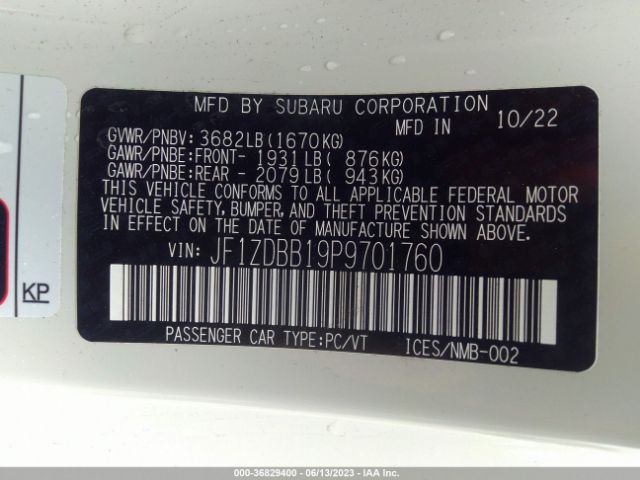 JF1ZDBB19P9701760 Subaru Brz Premium