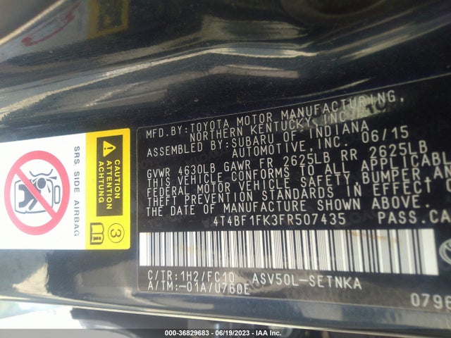 Toyota CAMRY LE 2015 4T4BF1FK3FR507435 Image 9