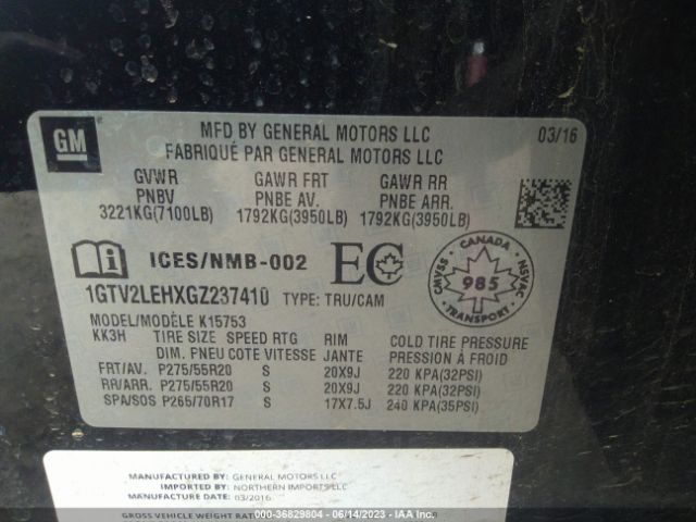 1GTV2LEHXGZ237410 GMC SIERRA 1500
