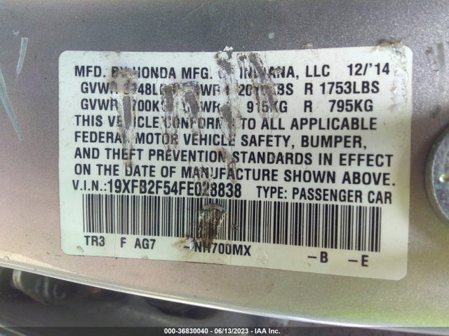 Honda Civic Sedan Lx 2015 19XFB2F54FE028838 Image 9