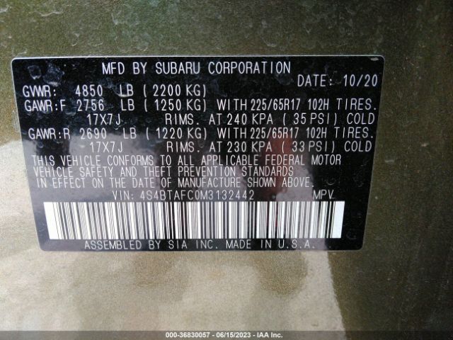 4S4BTAFC0M3132442 Subaru Outback Premium