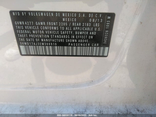 3VWD17AJ3EM366910 Volkswagen Jetta Sedan Se