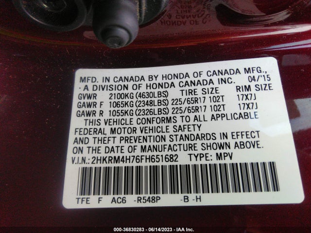 Honda Cr-v Ex-l 2015 2HKRM4H76FH651682 Image 16