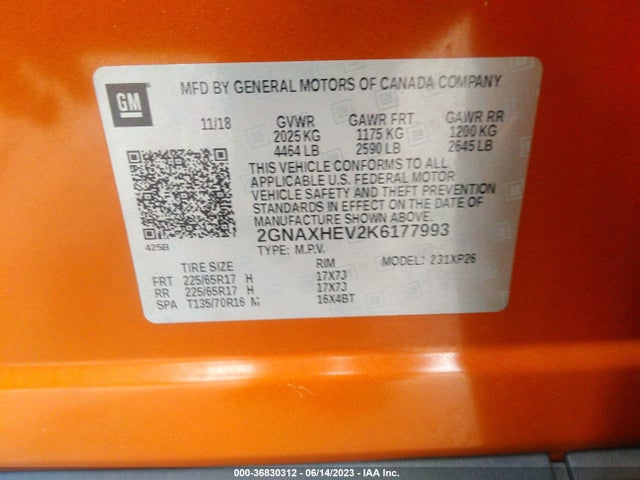 Chevrolet EQUINOX LS 2019 2GNAXHEV2K6177993 Image 16