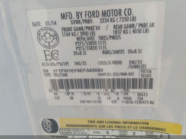1FTFW1EF6EFA65080 Ford F-150 Xl/xlt/stx/fx4/lariat