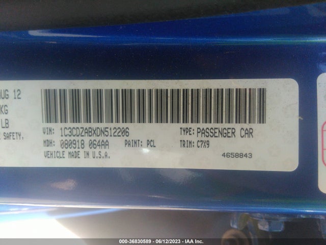 2013 DODGE AVENGER SE VIN: 1C3CDZABXDN512206