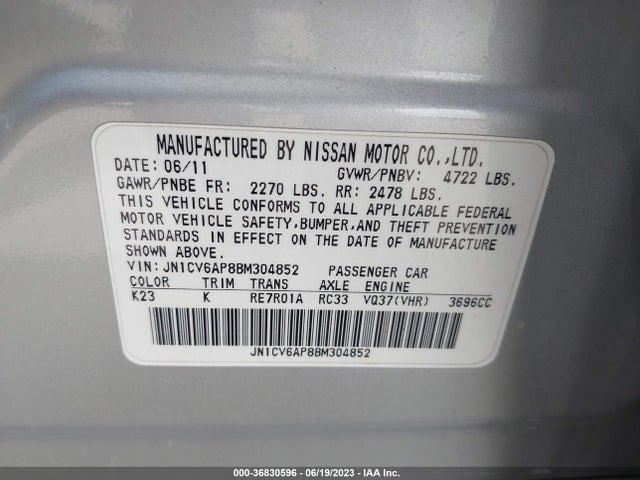 2011 INFINITI G37 JN1CV6AP8BM304852 Photo 8