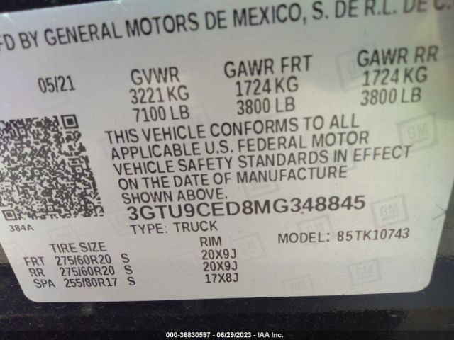 3GTU9CED8MG348845 GMC Sierra 1500 Elevation