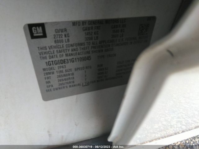 1GTG6DE31G1109045 GMC Canyon 4wd Slt