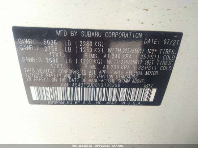 4S4BTGUD8N3130356 Subaru Outback Wilderness