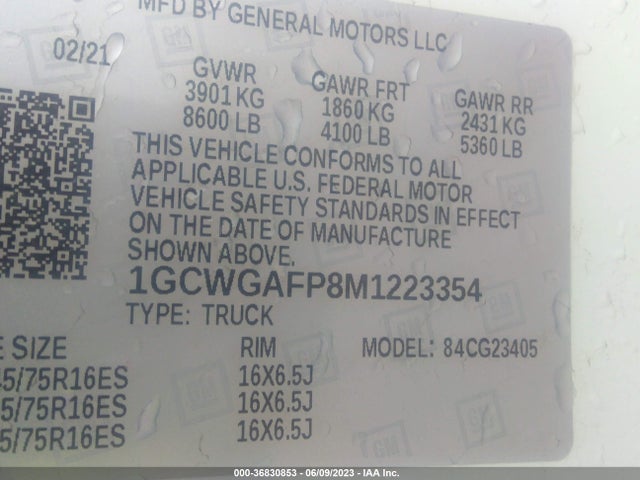 Chevrolet EXPRESS CARGO VAN 2021 1GCWGAFP8M1223354 Image 9