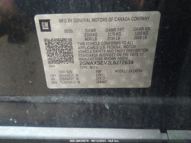 Chevrolet EQUINOX LS 2020 2GNAXSEV2L6272634 Image 9