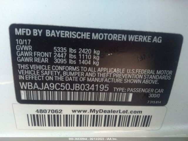 WBAJA9C50JB034195 BMW 5 Series 530e Iperformance