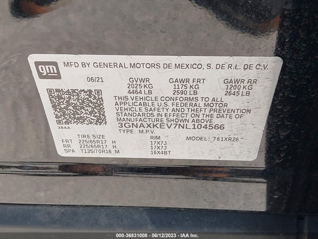 Chevrolet EQUINOX LT 2022 3GNAXKEV7NL104566 Image 9