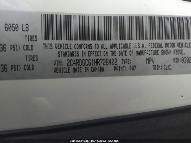 2C4RDGCG1HR726402 Dodge Grand Caravan Sxt
