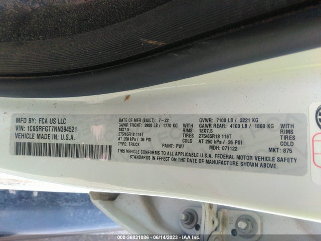 1C6SRFGT7NN394521 RAM 1500 Tradesman