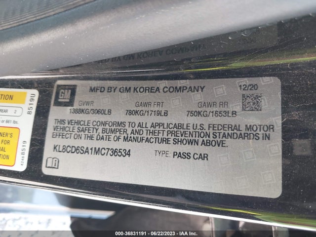 Chevrolet SPARK 1LT 2021 KL8CD6SA1MC736534 Image 9