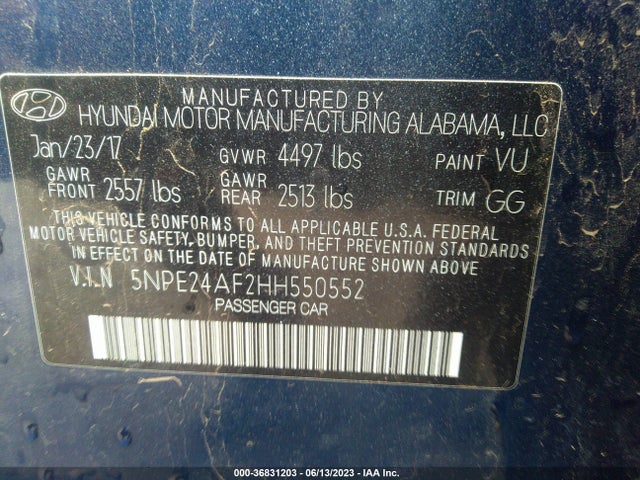 Hyundai SONATA SE 2017 5NPE24AF2HH550552 Image 14